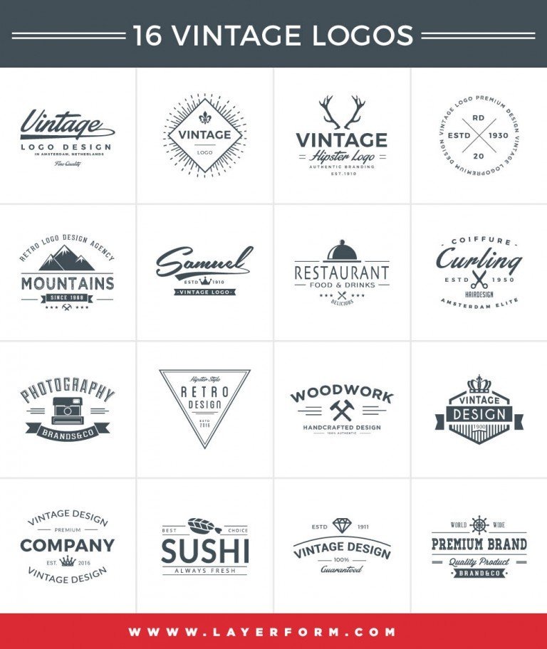 16 Free Vintage Logos by Layerform.com