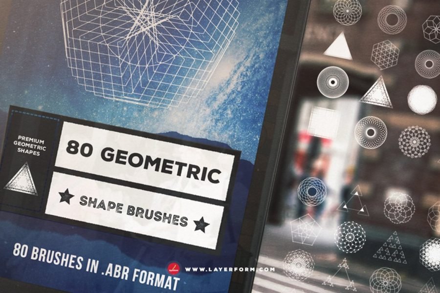 80 Geometric Shape Brushes by Layerform Design Co